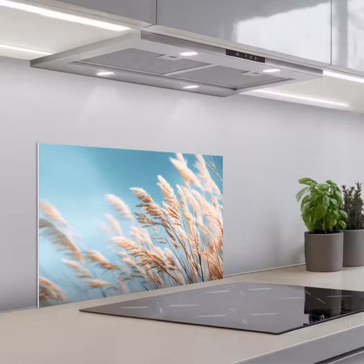 Siergras - Wind - Lichtbruin keuken achterwand spatscherm klein -3d_schuin
