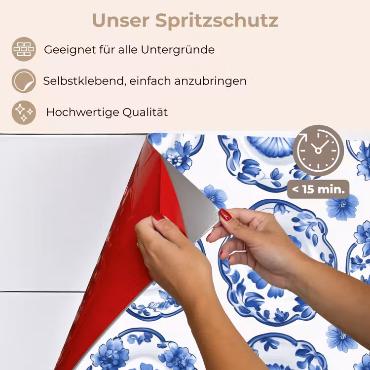 Sierborden - Bloemen - Blauw keuken achterwand spatscherm klein 900 -spatscherm_DE