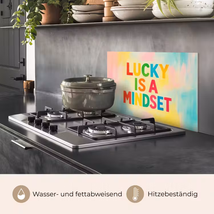 Quote - Lucky - Regenboogkleuren keuken achterwand spatscherm klein -usp_DE