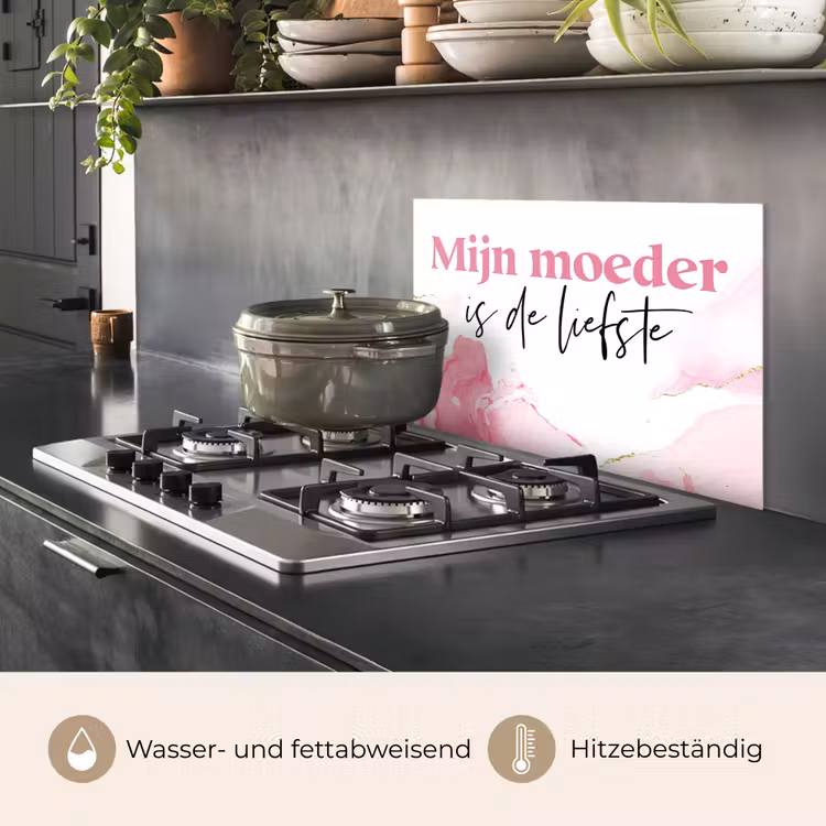 Quote - Mama - Mijn moeder is de liefste - Roze keuken achterwand spatscherm klein -usp_DE