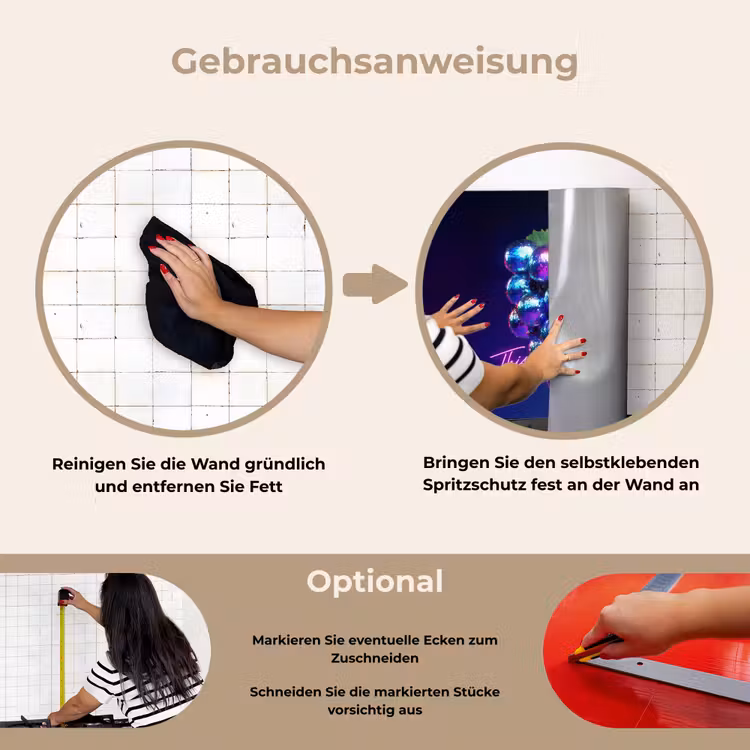 Quote - Neon - Disco - Druiven keuken achterwand spatscherm klein -gebruiksaanwijzing_DE