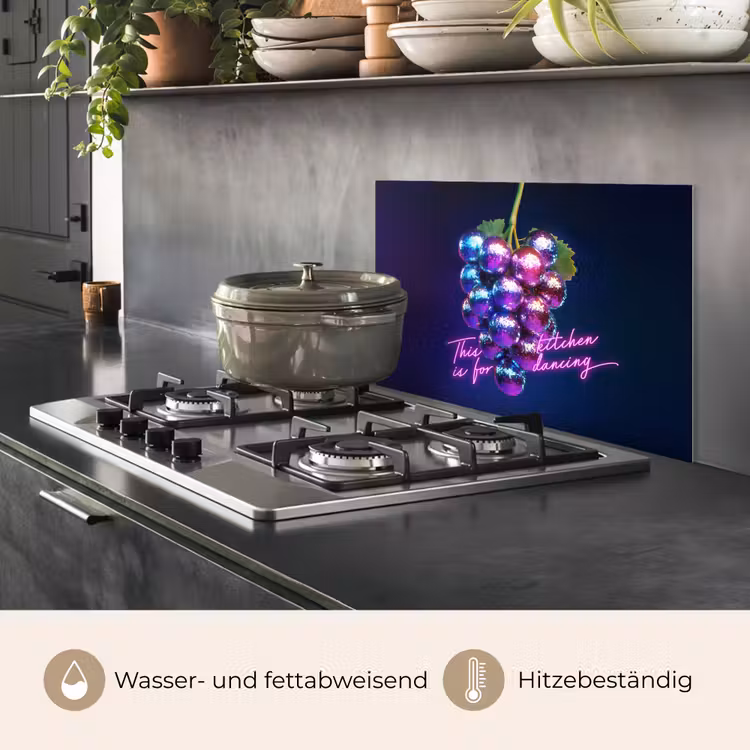 Quote - Neon - Disco - Druiven keuken achterwand spatscherm klein -usp_DE