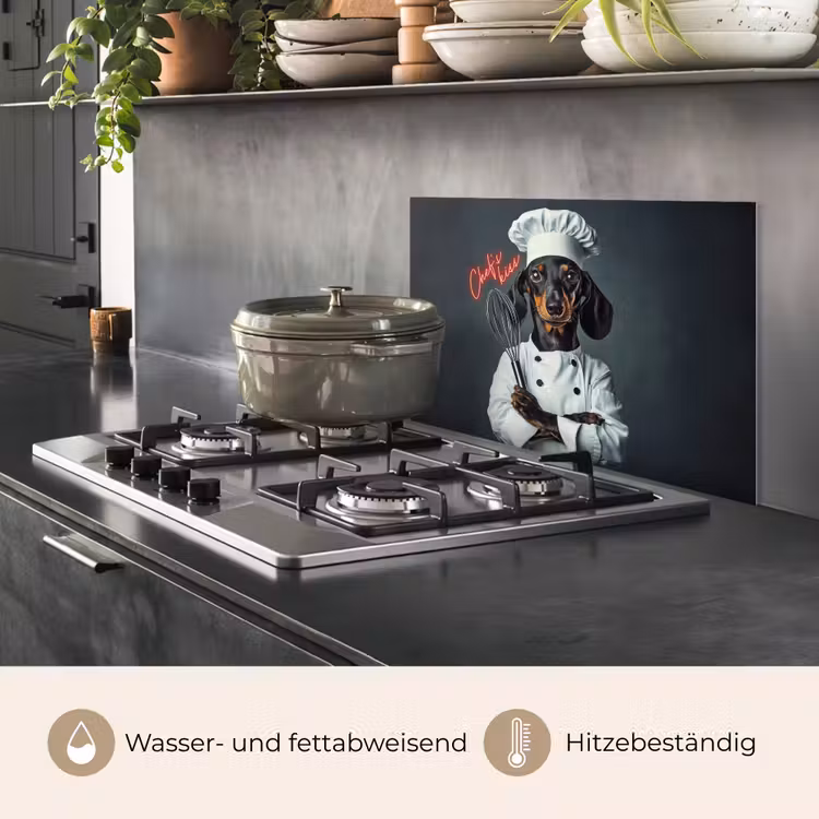 Quote - Neon - Hond - Kokskleding keuken achterwand spatscherm klein -usp_DE
