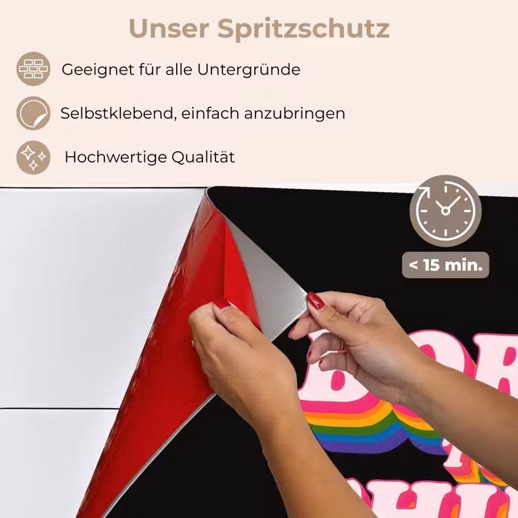 Quote - Regenboog - Roze - Zwart keuken achterwand spatscherm klein -spatscherm_DE