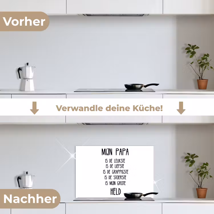 Quotes - Papa is mijn grote held - Spreuken - Papa keuken achterwand spatscherm klein -voor_na_DE