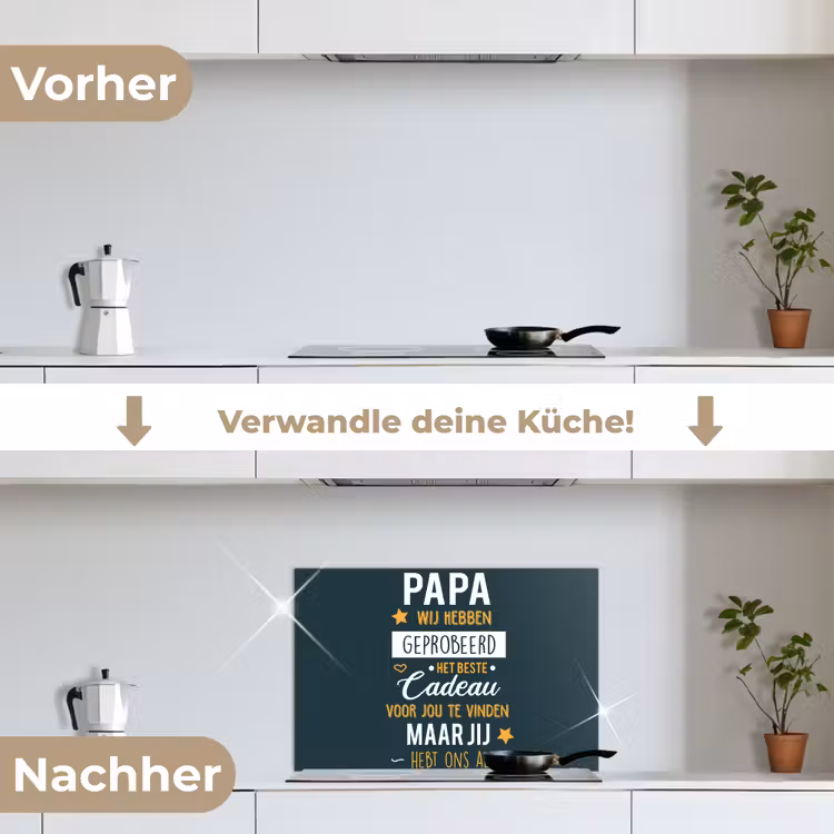Quotes - Papa - Spreuken - Papa jij hebt ons al keuken achterwand spatscherm klein -voor_na_DE