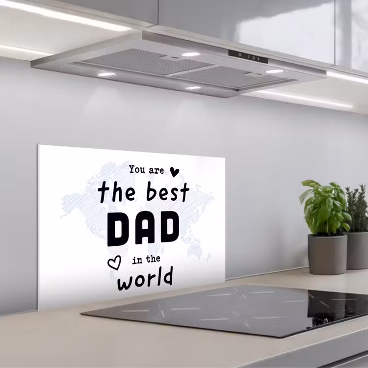 Quotes - The best dad in the world - Spreuken - Papa keuken achterwand spatscherm klein -3d_schuin