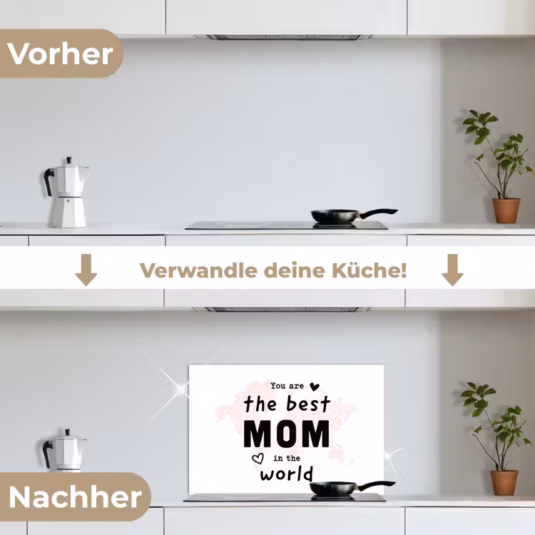 Quotes - You are the best mom in the world - Spreuken - Mama keuken achterwand spatscherm klein -voor_na_DE