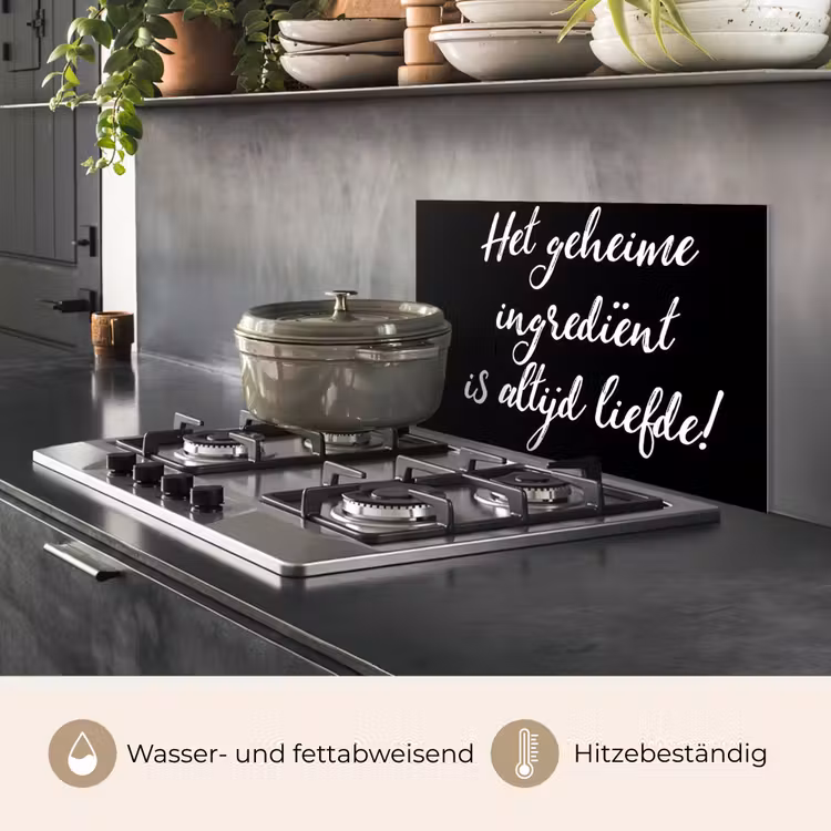 Quotes - Koken - Het geheime ingrediënt is altijd liefde! - Spreuken - Liefde keuken achterwand spatscherm klein -usp_DE