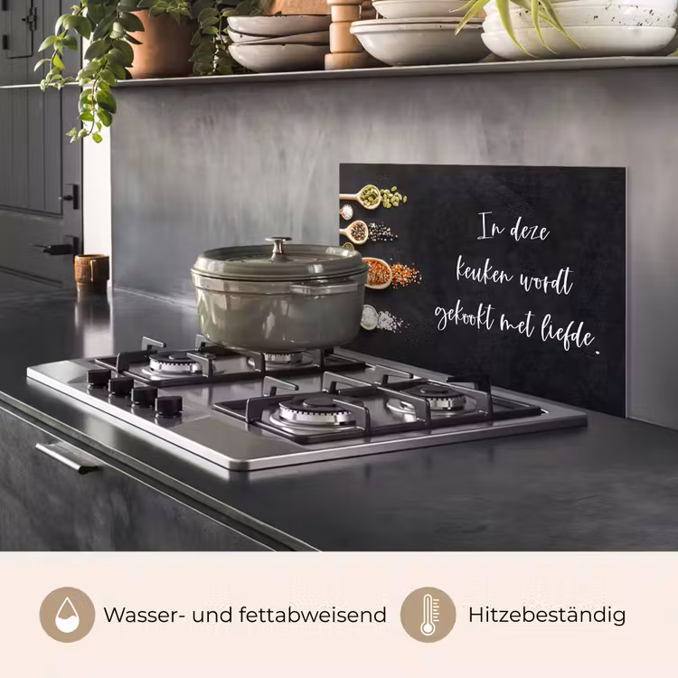 Quotes - Keuken - Spreuken - In deze keuken wordt gekookt met liefde - Liefde keuken achterwand spatscherm klein -usp_DE