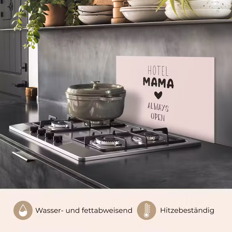 Quotes - Spreuken - Hotel mama always open - Mama keuken achterwand spatscherm klein -usp_DE