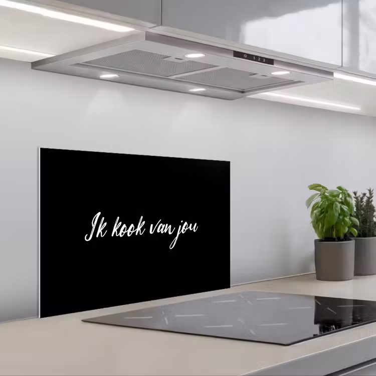 Quotes - Spreuken - Ik kook van jou - Liefde - Partner keuken achterwand spatscherm klein -3d_schuin