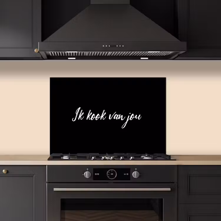 Quotes - Spreuken - Ik kook van jou - Liefde - Partner keuken achterwand spatscherm klein -sfeer1