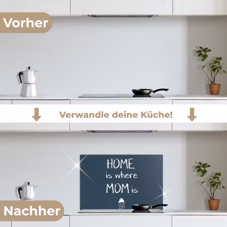 Quotes - Home is where mom is - Spreuken - Moeder keuken achterwand spatscherm klein -voor_na_DE