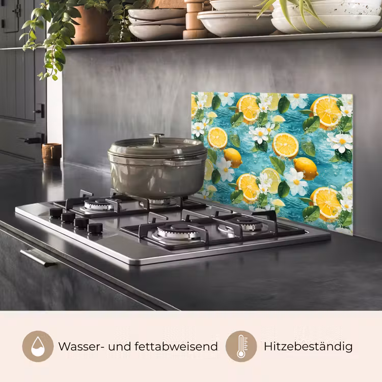 Citroen - Bloemen - Bruisend - Water keuken achterwand spatscherm klein 900 -usp_DE