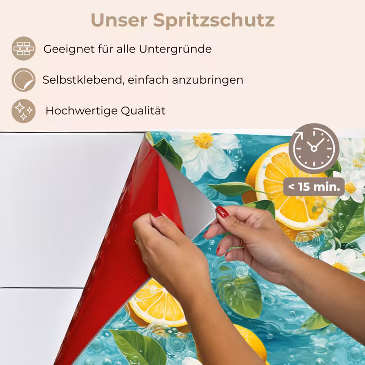Citroen - Bloemen - Bruisend - Water keuken achterwand spatscherm klein 900 -spatscherm_DE