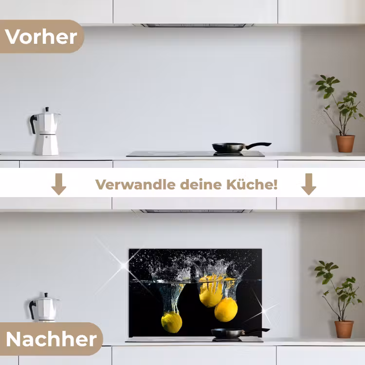 Citroen - Fruit - Stilleven - Water - Geel keuken achterwand spatscherm klein -voor_na_DE