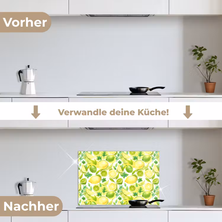 Citroen - Geel - Limoen - Groen keuken achterwand spatscherm klein 900 -voor_na_DE
