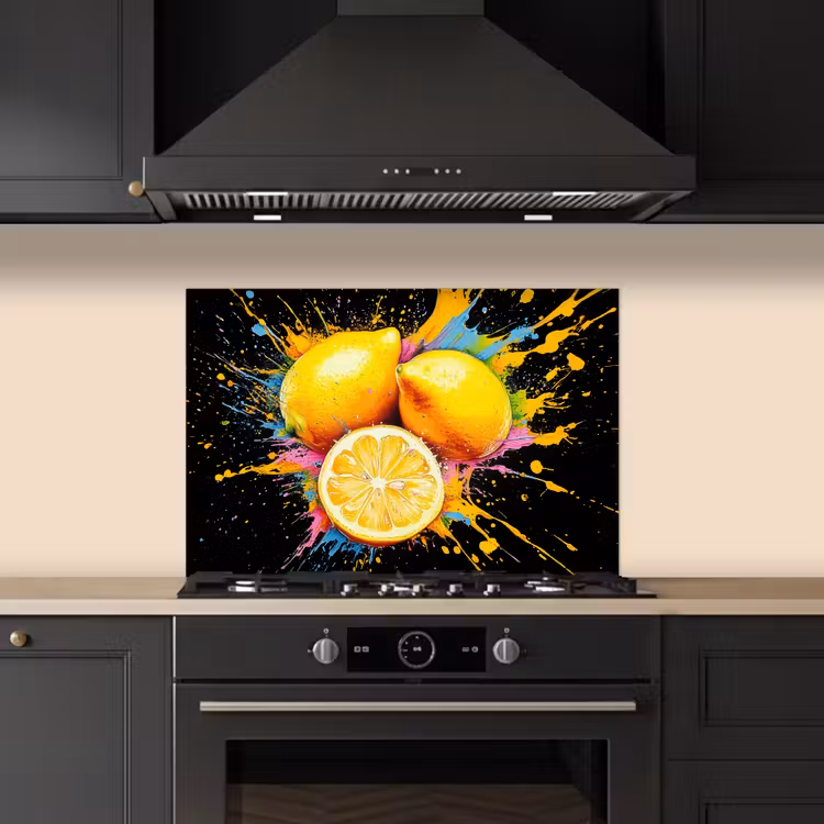 Citroen - Graffiti - Kleurrijk - Verf - Modern keuken achterwand spatscherm klein -sfeer1