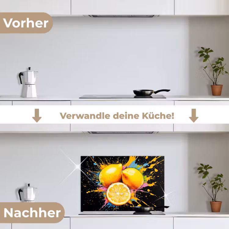 Citroen - Graffiti - Kleurrijk - Verf - Modern keuken achterwand spatscherm klein -voor_na_DE