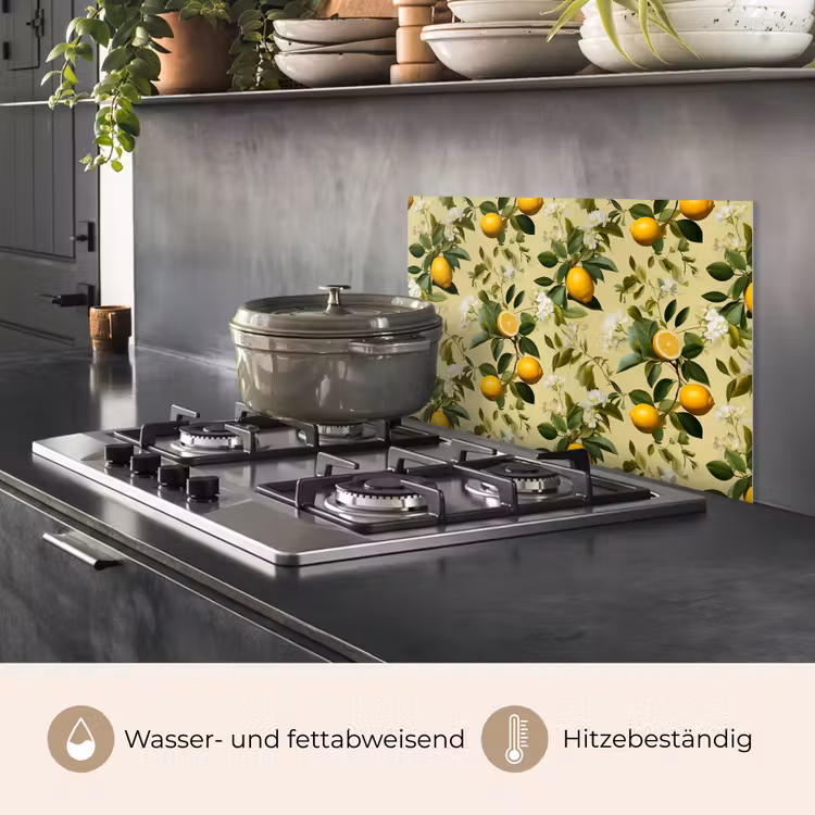 Citroen - Groen - Bloesem keuken achterwand spatscherm klein 900 -usp_DE