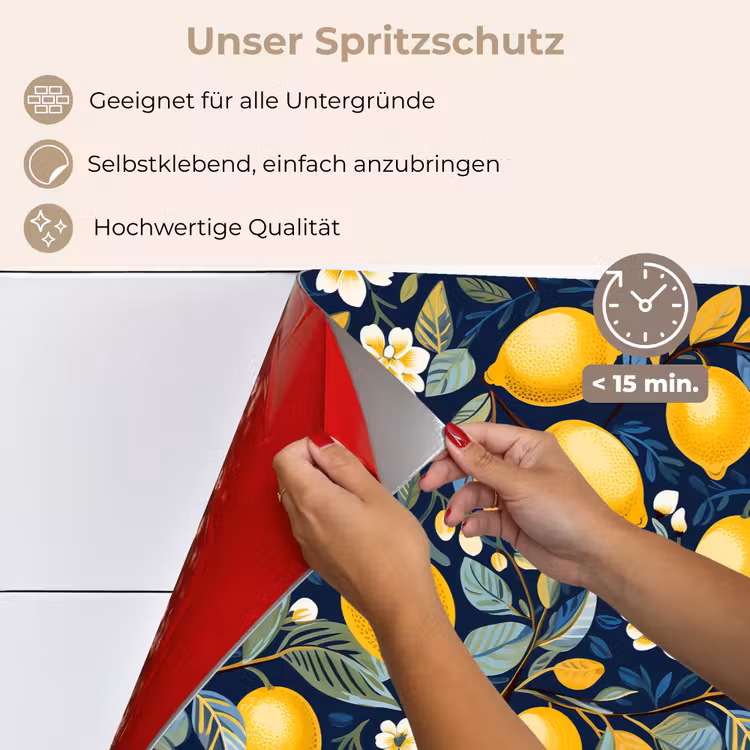 Citroenen - Bloemen - Bladeren - Blauw keuken achterwand spatscherm klein 900 -spatscherm_DE
