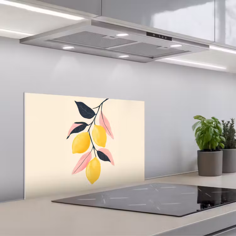 Citroenen - Felgeel - Tak - Bladeren keuken achterwand spatscherm klein -3d_schuin