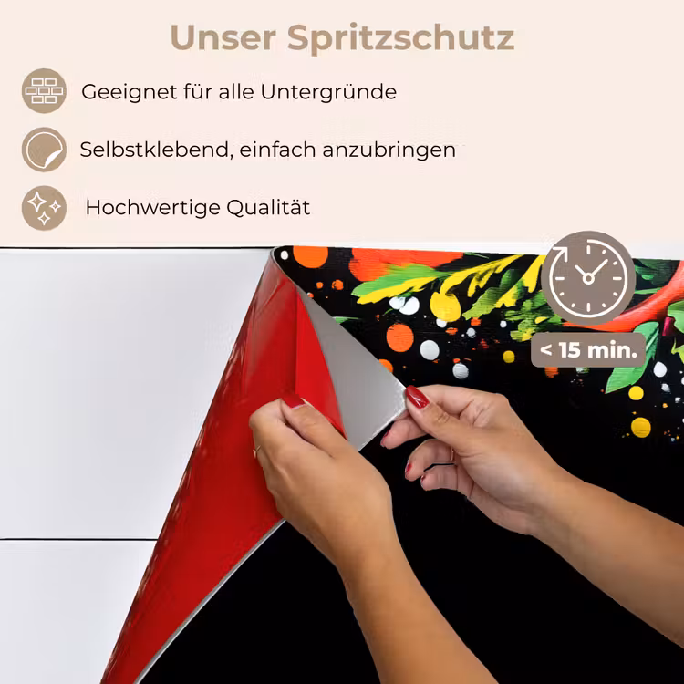 Citroenen - Peper - Kruiden - Graffiti - Verf - Abstract keuken achterwand spatscherm klein -spatscherm_DE