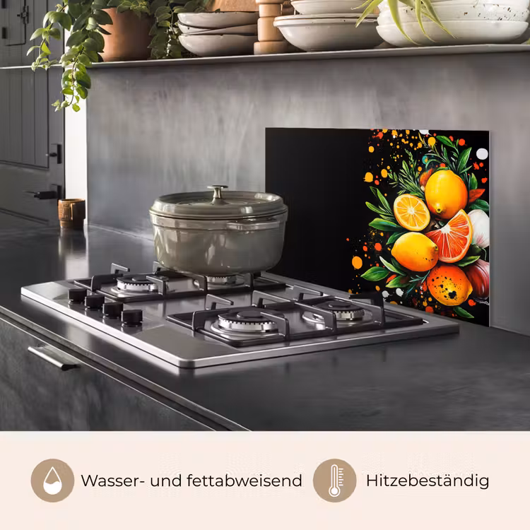 Citroenen - Zwart - Kruiden - Graffiti - Verf keuken achterwand spatscherm klein -usp_DE