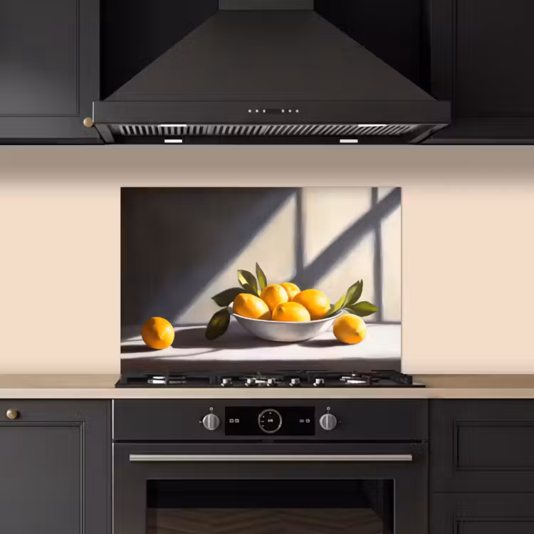 Citroenen - Stilleven - Geel keuken achterwand spatscherm klein -sfeer1