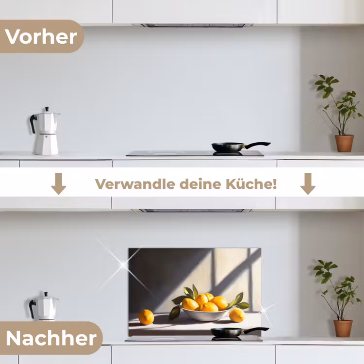 Citroenen - Stilleven - Geel keuken achterwand spatscherm klein -voor_na_DE
