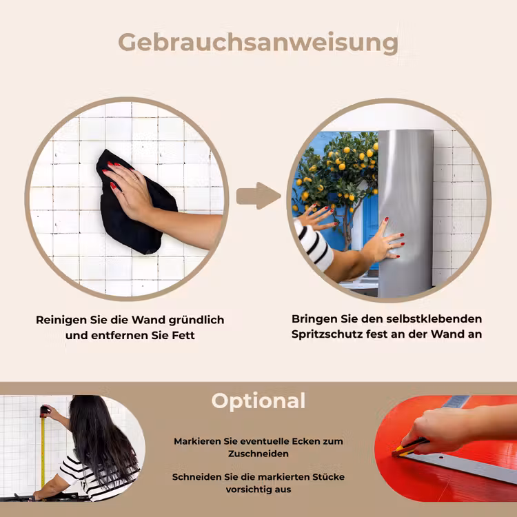 Citroenbomen - Geel - Deur - Potten keuken achterwand spatscherm klein -gebruiksaanwijzing_DE