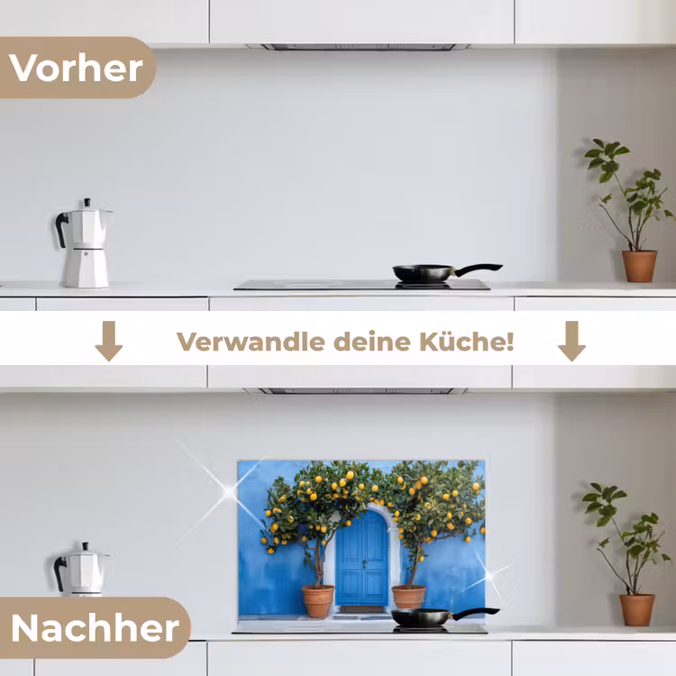 Citroenbomen - Geel - Deur - Potten keuken achterwand spatscherm klein -voor_na_DE