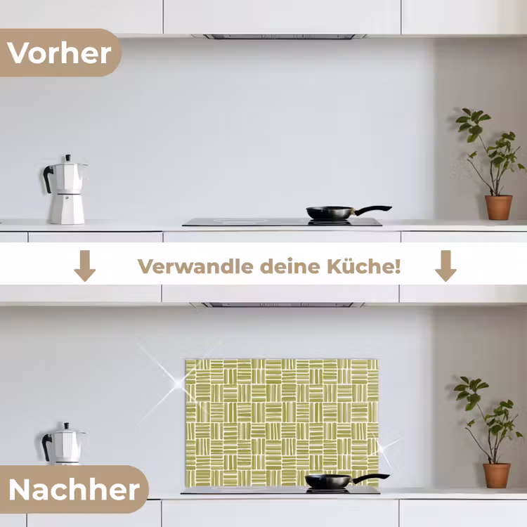 Vlecht - Patroon - Groen keuken achterwand spatscherm klein 900 -voor_na_DE