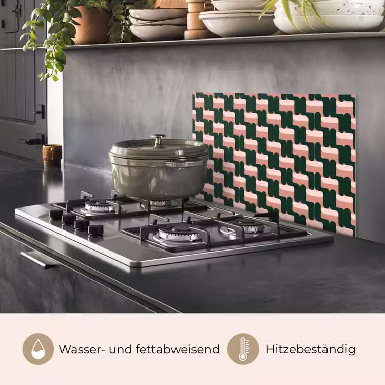 Vlechtpatroon - Groen - Roze - Geometrisch keuken achterwand spatscherm klein 900 -usp_DE