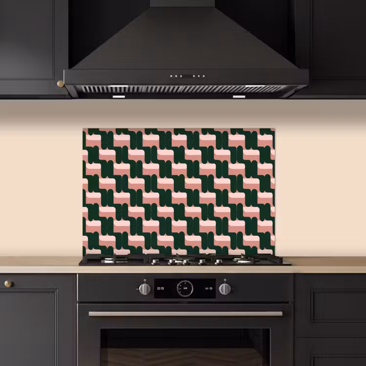 Vlechtpatroon - Groen - Roze - Geometrisch keuken achterwand spatscherm klein 900 -sfeer1