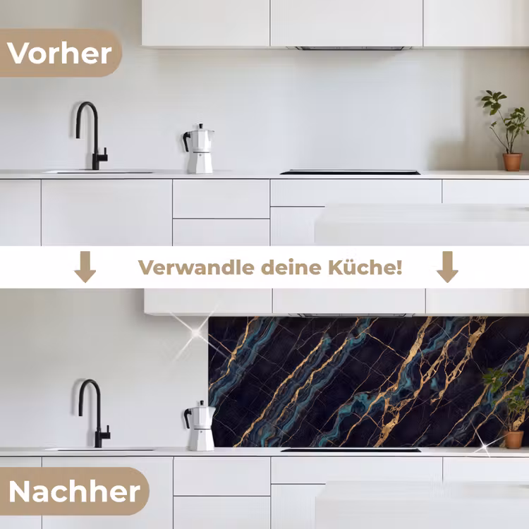 Abstract - Gouden lijnen - Kunst - Modern - Zwart keuken achterwand 2 middel -voor-na_DE