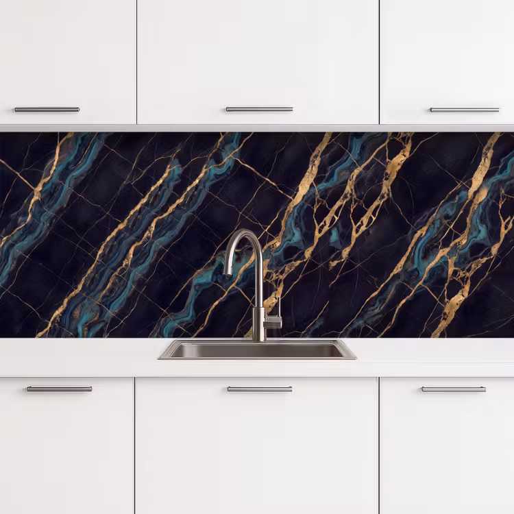 Abstract - Gouden lijnen - Kunst - Modern - Zwart keuken achterwand 2 middel -3d