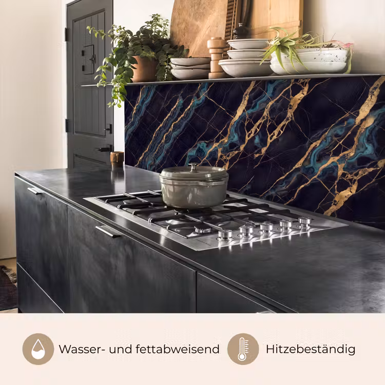 Abstract - Gouden lijnen - Kunst - Modern - Zwart keuken achterwand 2 middel -usp_DE