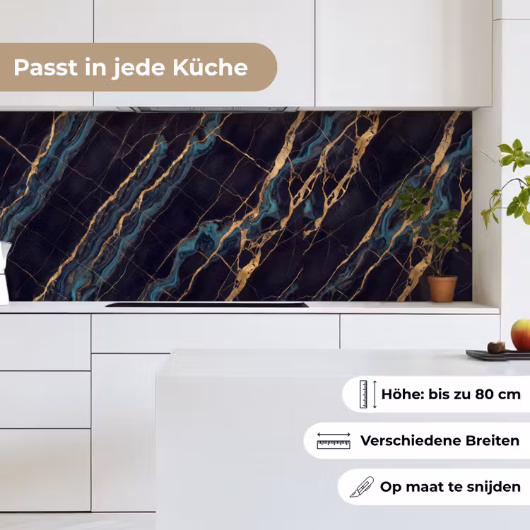 Abstract - Gouden lijnen - Kunst - Modern - Zwart keuken achterwand 2 middel -sfeer4_DE
