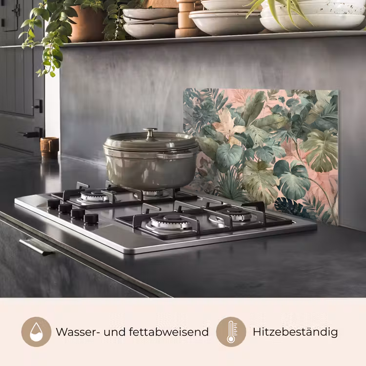 Compositie van bladeren - Groen - Roze keuken achterwand spatscherm klein -usp_DE