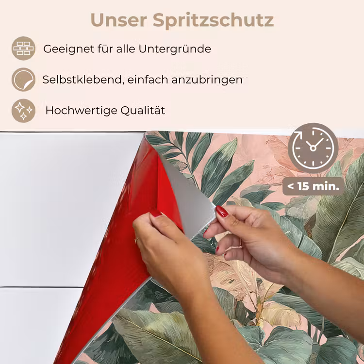 Compositie van bladeren - Groen - Roze keuken achterwand spatscherm klein -spatscherm_DE