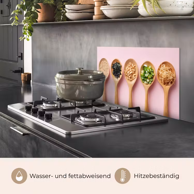 Ingrediënten - Lepels - Hout - Roze keuken achterwand spatscherm klein -usp_DE