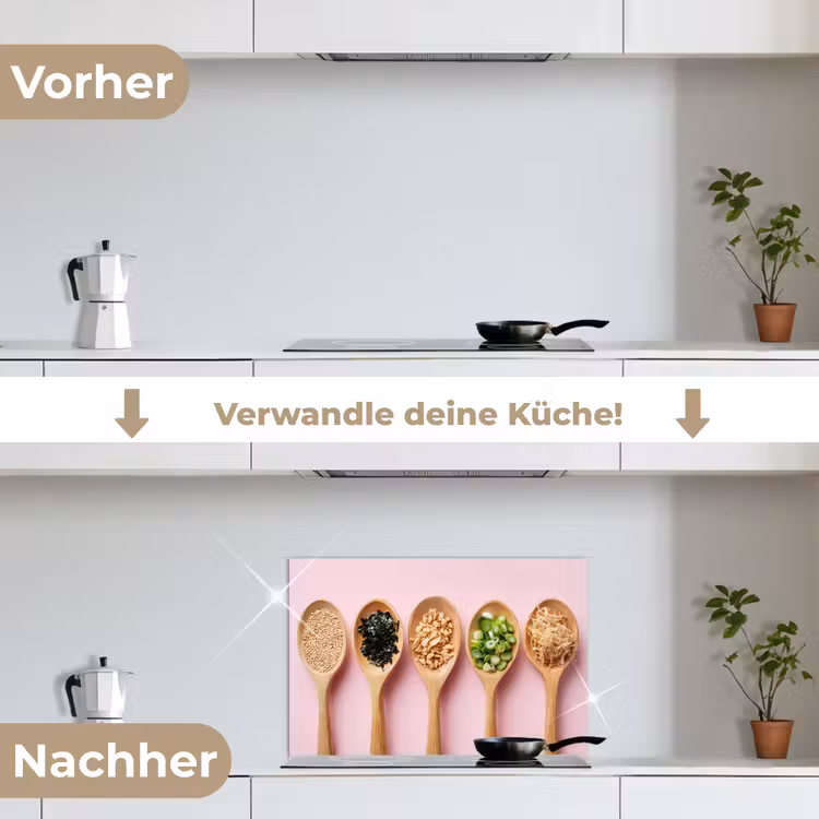 Ingrediënten - Lepels - Hout - Roze keuken achterwand spatscherm klein -voor_na_DE