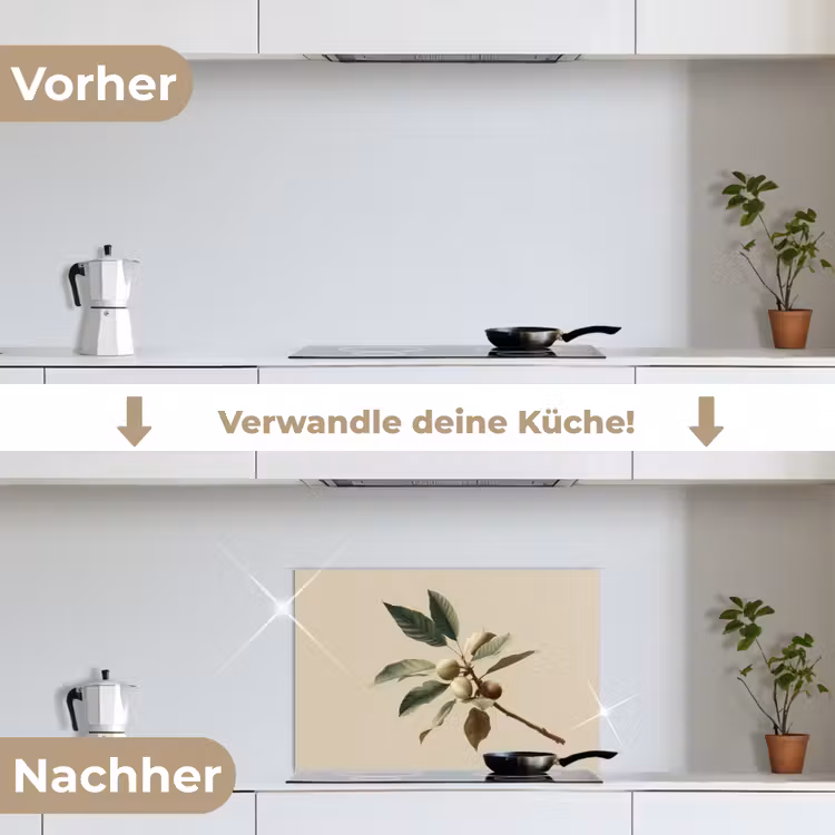 Tak - Groene Bladeren - Vruchten keuken achterwand spatscherm klein -voor_na_DE
