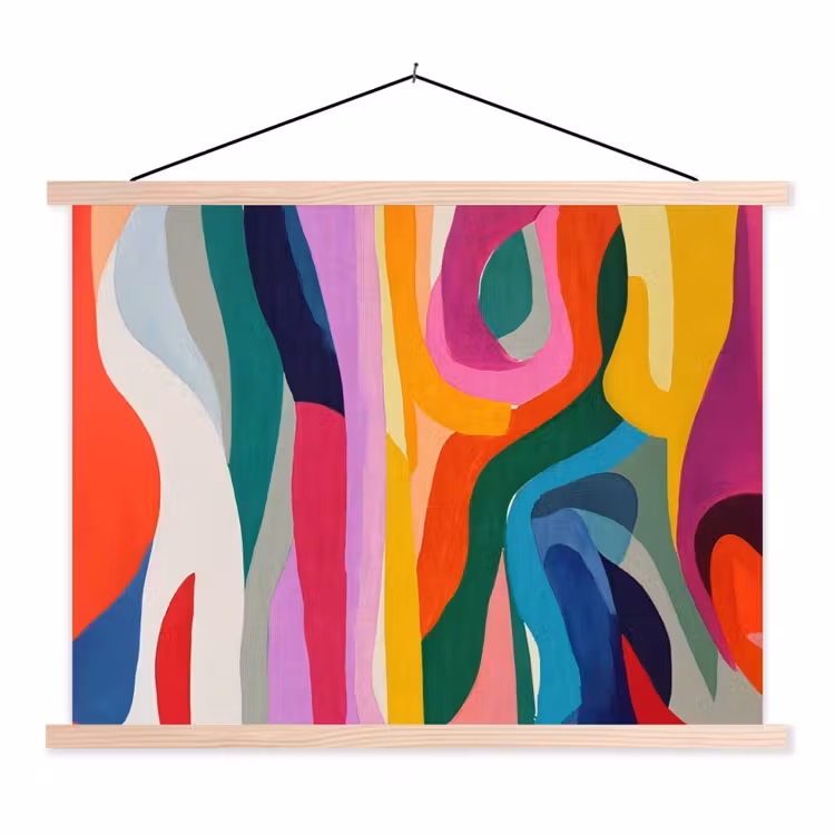 Abstract - Kleurrijk - Golven - Lijnen textielposter latten blank klein -3d