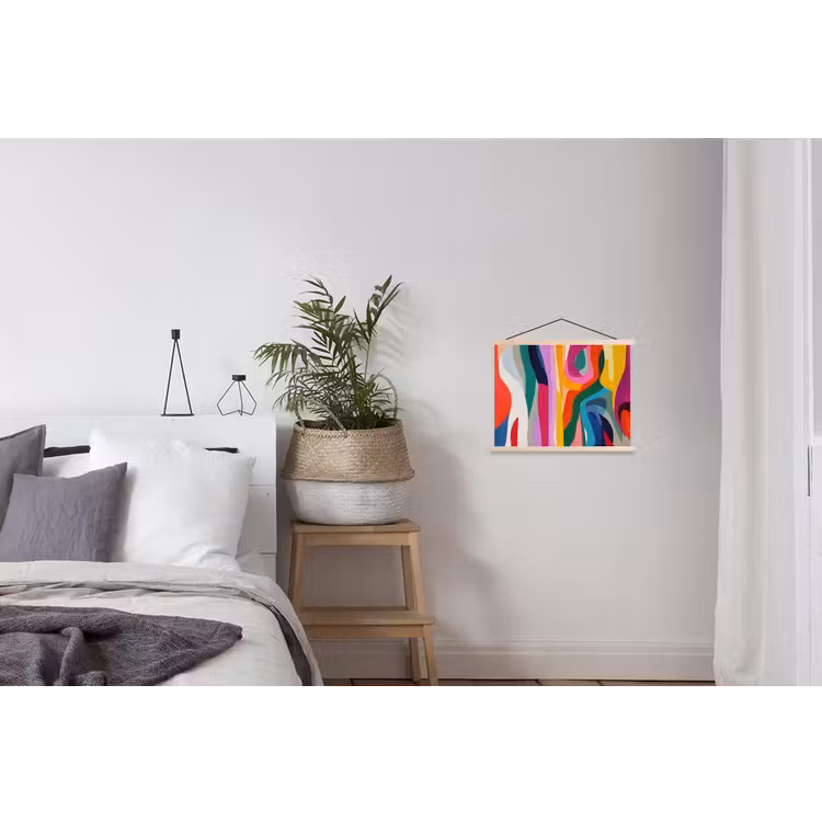 Abstract - Kleurrijk - Golven - Lijnen textielposter latten blank klein -woonkamer