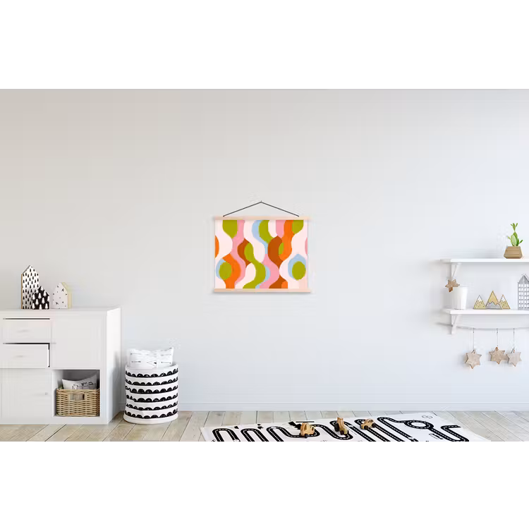 Abstract - Vormen - Roze textielposter latten blank klein -kinderkamer