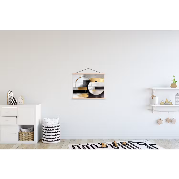 Abstract - Goud - Zilver - Vormen - Aesthetic textielposter latten blank klein -kinderkamer