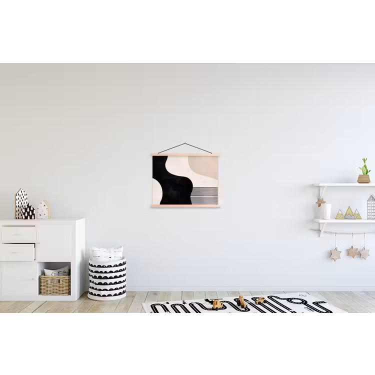 Abstract - Japandi - Beige - Modern textielposter latten blank klein -kinderkamer